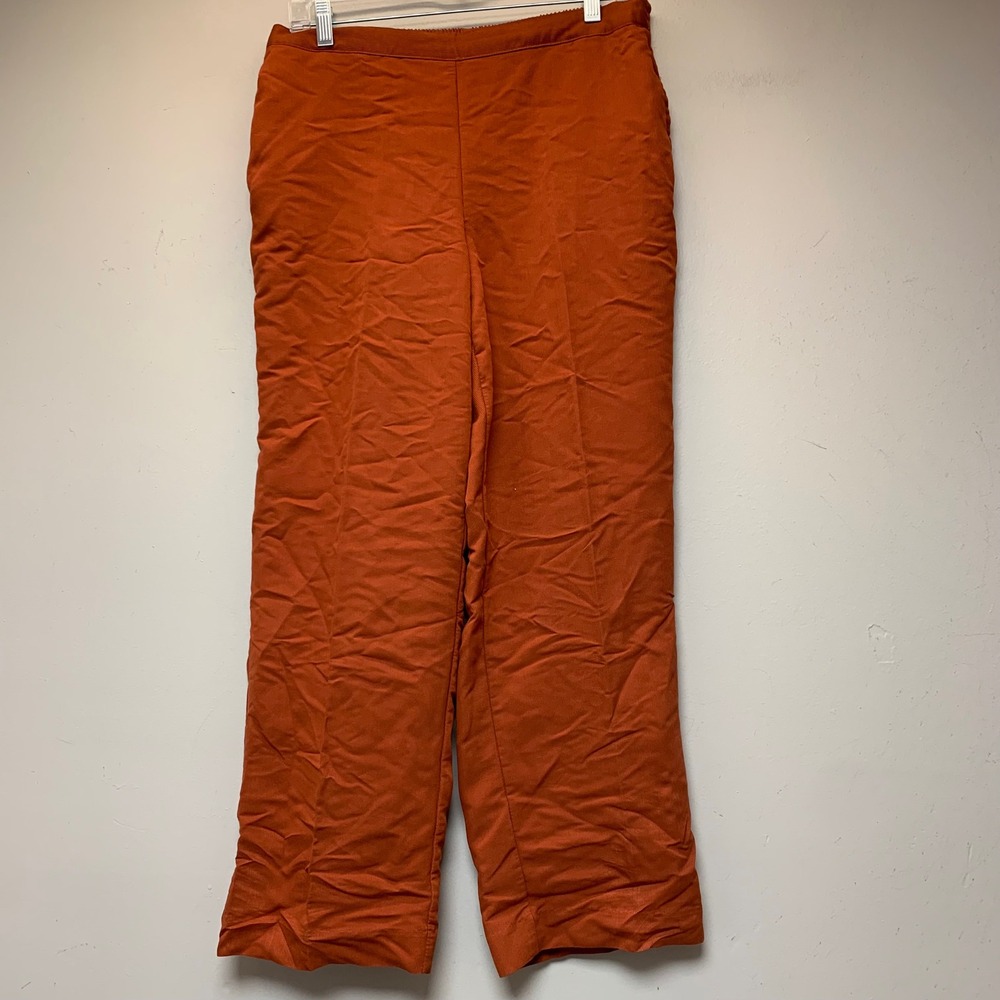 Alfred Dunner Pants Womens 12 Rust Orange Excellent Straight Leg Elastic Waist